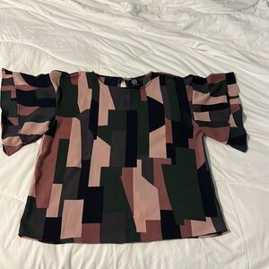 Bobeau ruffled short sleeve top, size medium